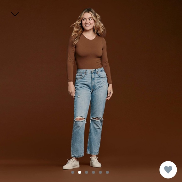 NUUDS LONG SLEEVE CREWNECK BODYSUIT CHOCOLATE - Picture 2 of 6